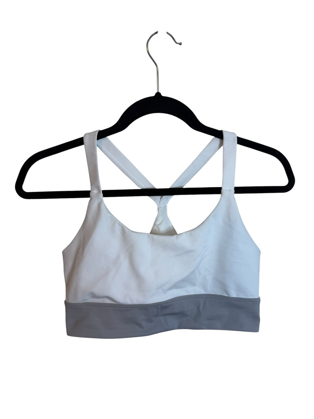 Natori White and Gray Colorblock Sports Bra
